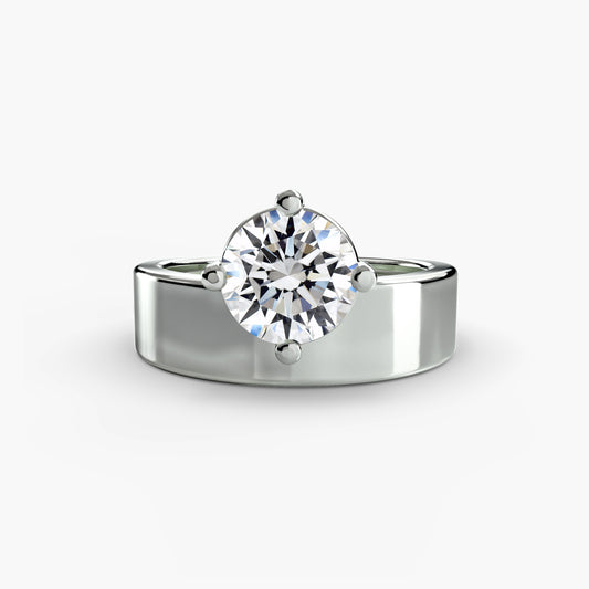 Anello solitario fascia alta