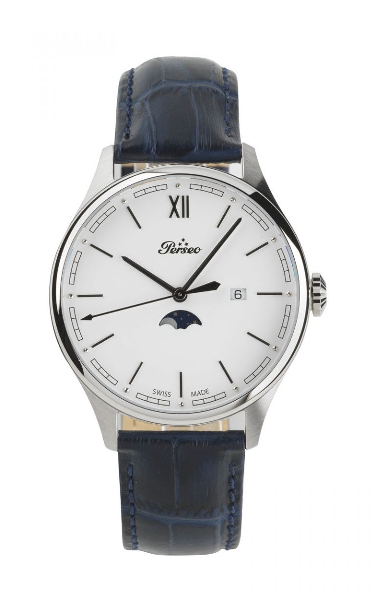OUT OF STOCK 40202.01 MOON PHASE White Man Quartz (Swiss Made)
