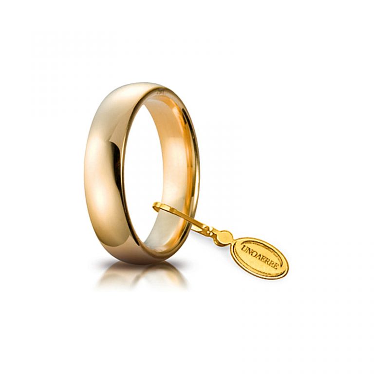 Wedding ring UNOAERRE confort yellow gold 18k 5 mm.