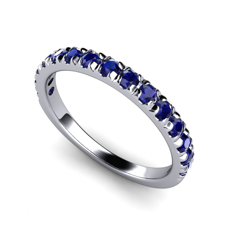 Diamond ring  half eternity 18k white gold sapphires ct. 0.60 total (made in Italy)