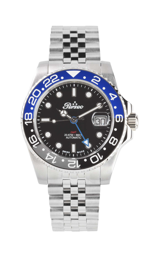 Ref. 2113 – Perseo Sub GMT Men's Automatic Watch, Blue/Black
