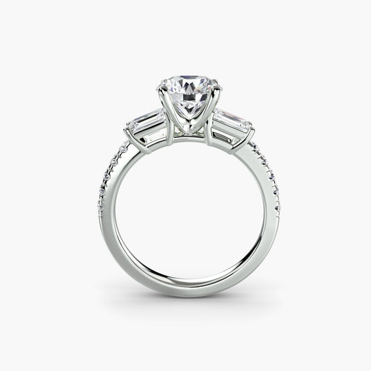 Anello trilogy con pavè sul gambo
