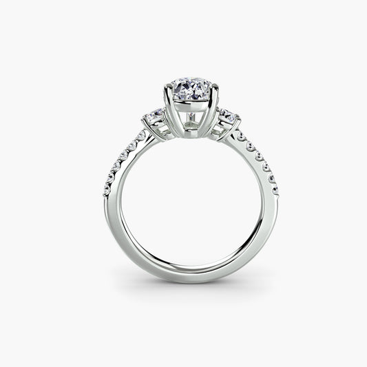 Anello trilogy con diamanti sul gambo 5