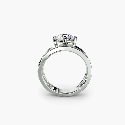 Anello solitario fascia alta