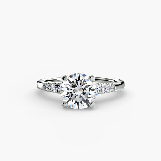 Anello solitario con diamanti sul gambo