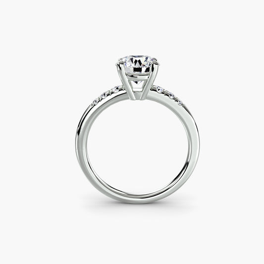 Anello solitario con diamanti sul gambo