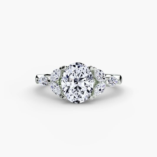 Anello solitario diamanti laterali