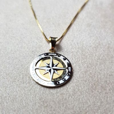 Collana rosa dei venti oro giallo e bianco 18k (made in Italy)