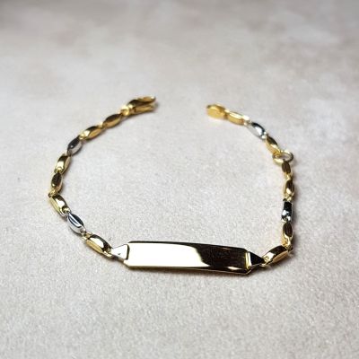 ESAURITO - Bracciale oro giallo e bianco 18k da battesimo