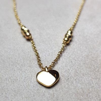 Collana pendente cuore e elementi in oro giallo 18k (made in Italy)